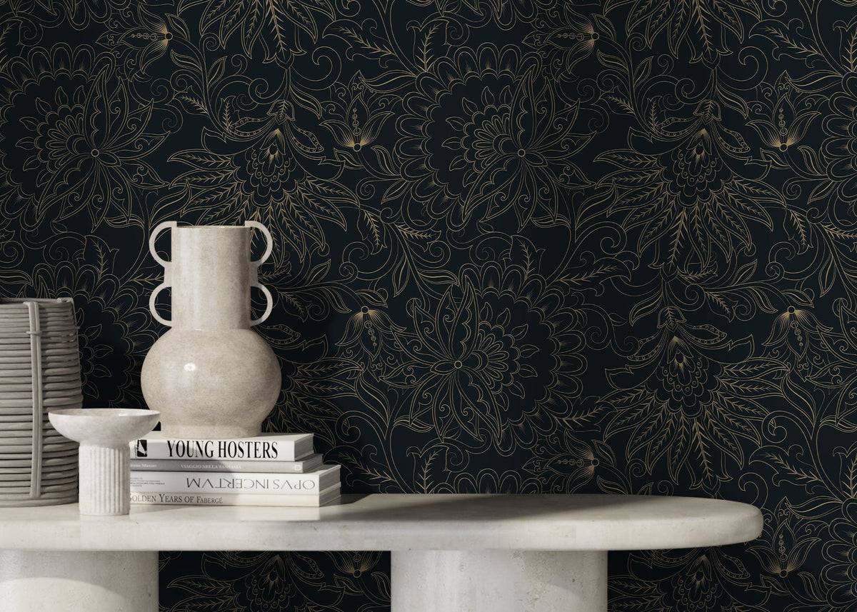 Dark Victorian Wallpaper / Peel and Stick Wallpaper Removable Wallpaper Home Decor Wall Art Wall Decor Room Decor - D081