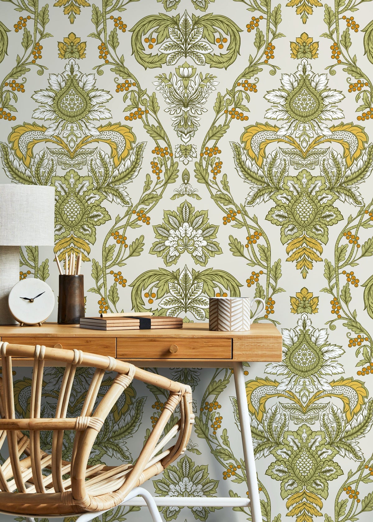 Light Green Vintage Victorian Wallpaper / Peel and Stick Wallpaper Removable Wallpaper Home Decor Wall Art Wall Decor Room Decor - D224