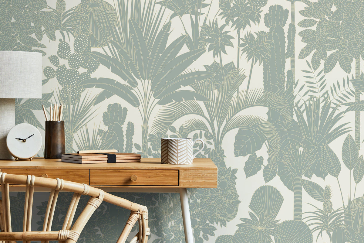 Green Tropical Jungle Wallpaper / Peel and Stick Wallpaper Removable Wallpaper Home Decor Wall Art Wall Decor Room Decor - D275