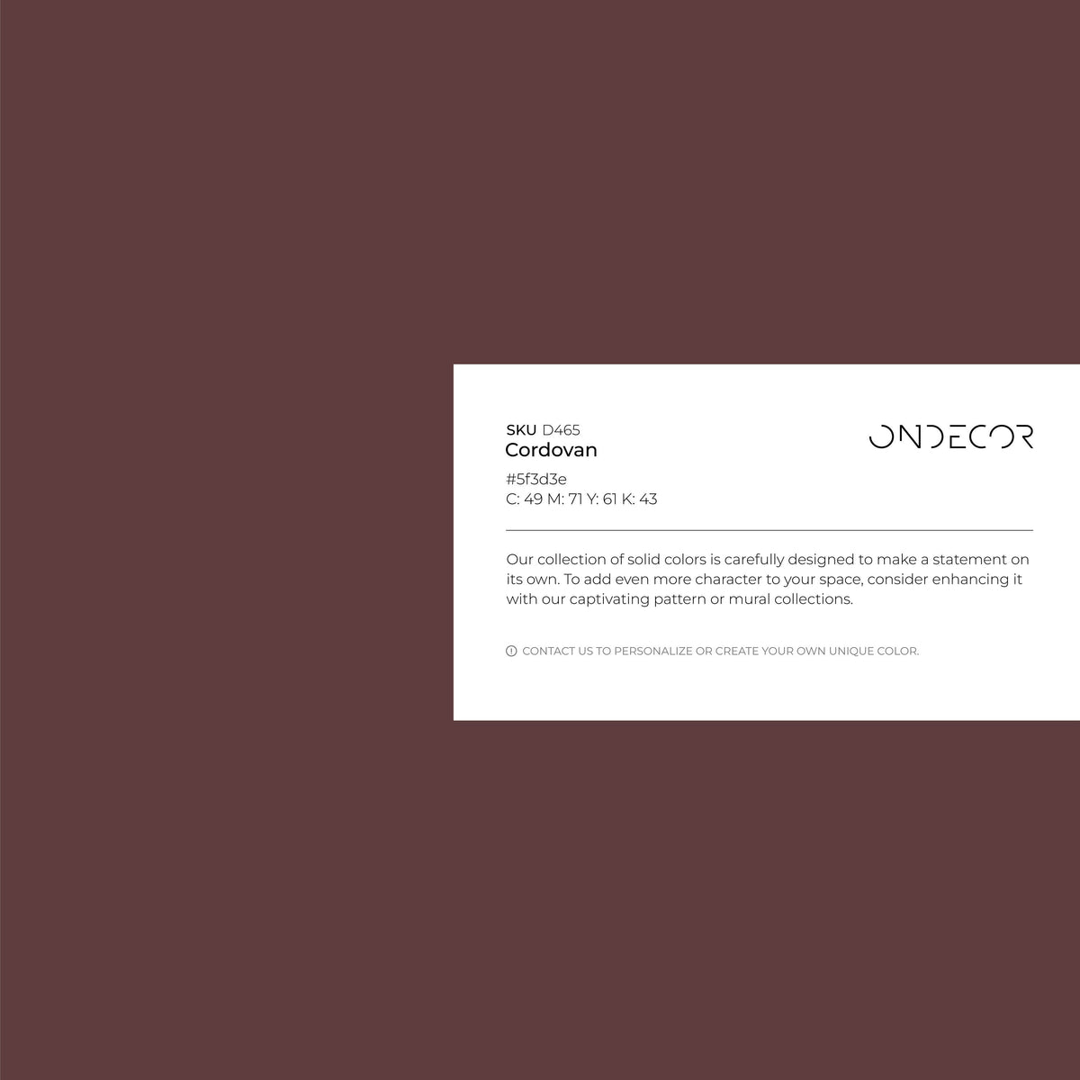 Liver Chestnut Wallpaper / Solid Color / Peel and Stick Wallpaper Removable Wallpaper Home Decor Wall Art Wall Decor Room Decor - D465