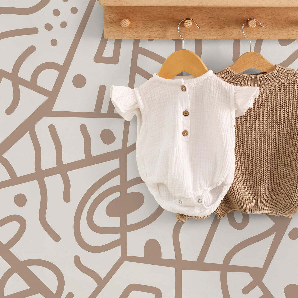 Neutral Abstract Wallpaper Ethnic Wallpaper Peel and Stick Wallpaper Home Decor - D550