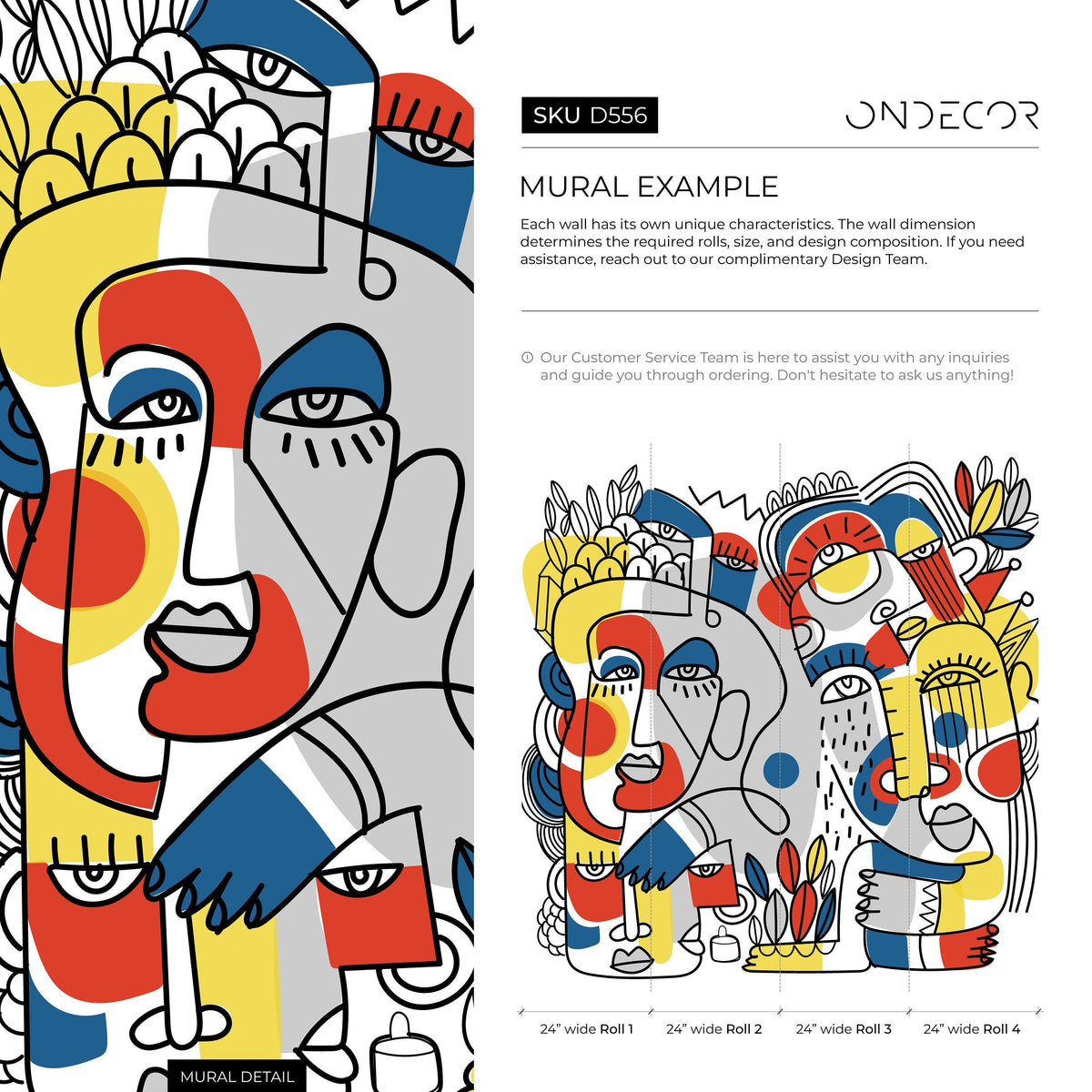 Unique Line Art Faces Wallpaper Abstract Mural Peel and Stick Wallpaper Home Decor - D556