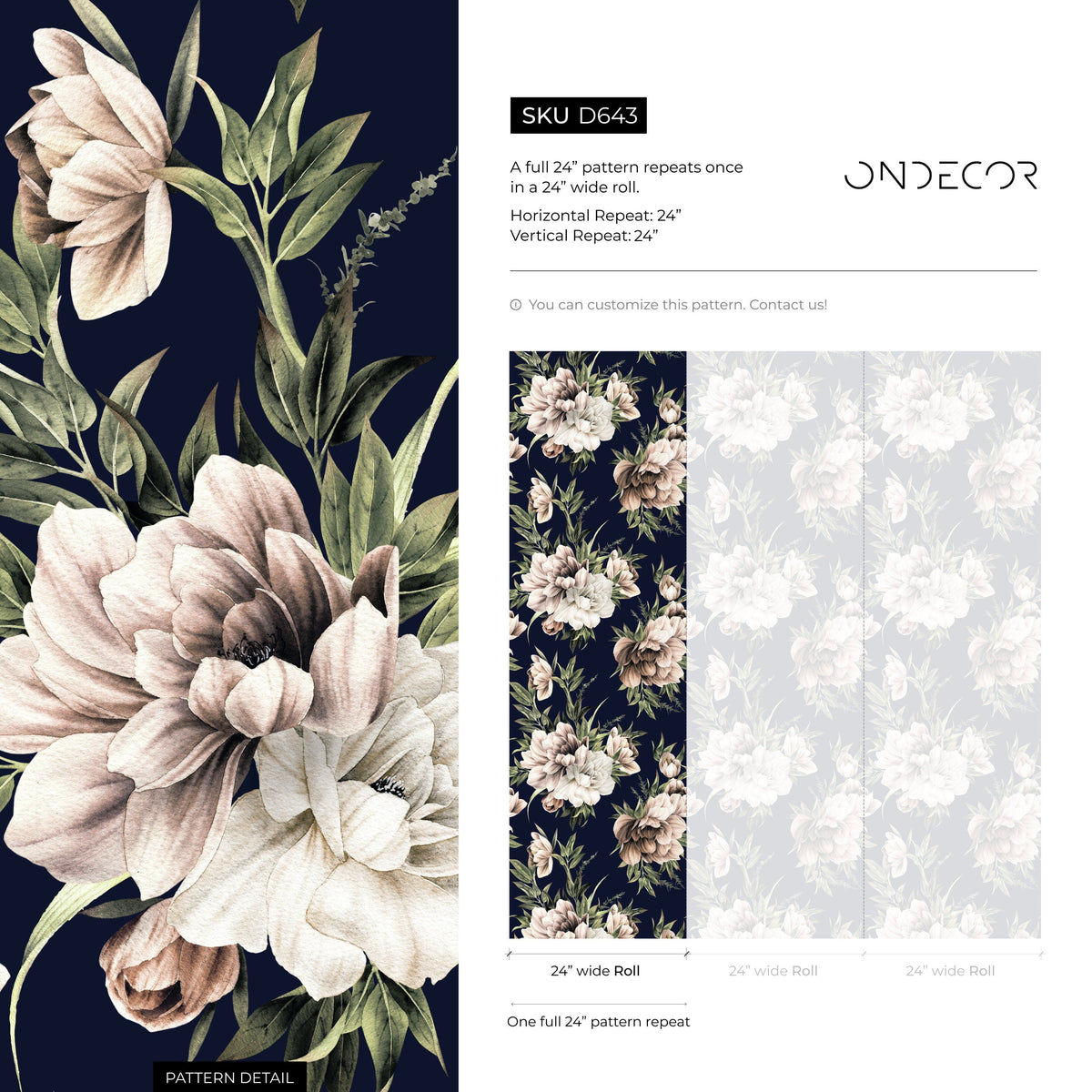 Dark Roses Wallpaper Vintage Wallpaper Peel and Stick and Traditional Wallpaper - D643