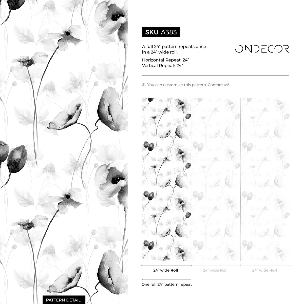 Black and White Floral Wallpaper Vintage Wallpaper Peel and Stick and Traditional Wallpaper - A383