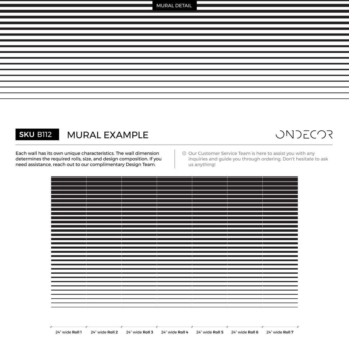 Removable Wallpaper Peel and Stick Wallpaper Wall Paper Wall Mural - Black and White Stripes - B112