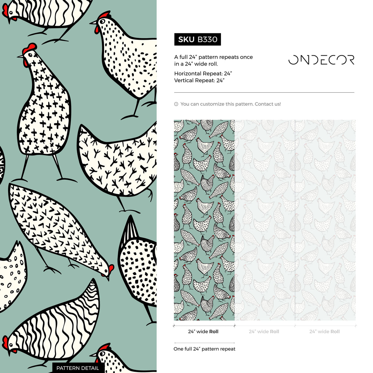 Wall Decor Wallpaper Peel and Stick Wallpaper Removable Wallpaper Home Decor Wall Art Room Decor / Hen Animal Trendy Wallpaper - B330