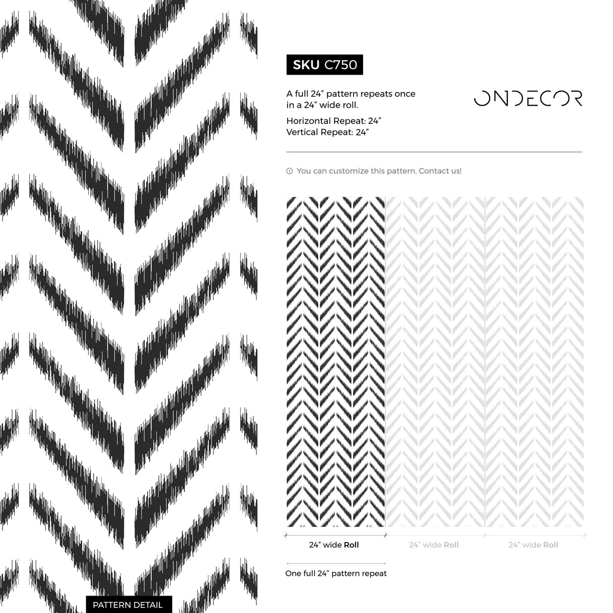 Black Boho Herringbone Wallpaper / Peel and Stick Wallpaper Removable Wallpaper Home Decor Wall Art Wall Decor Room Decor - C750