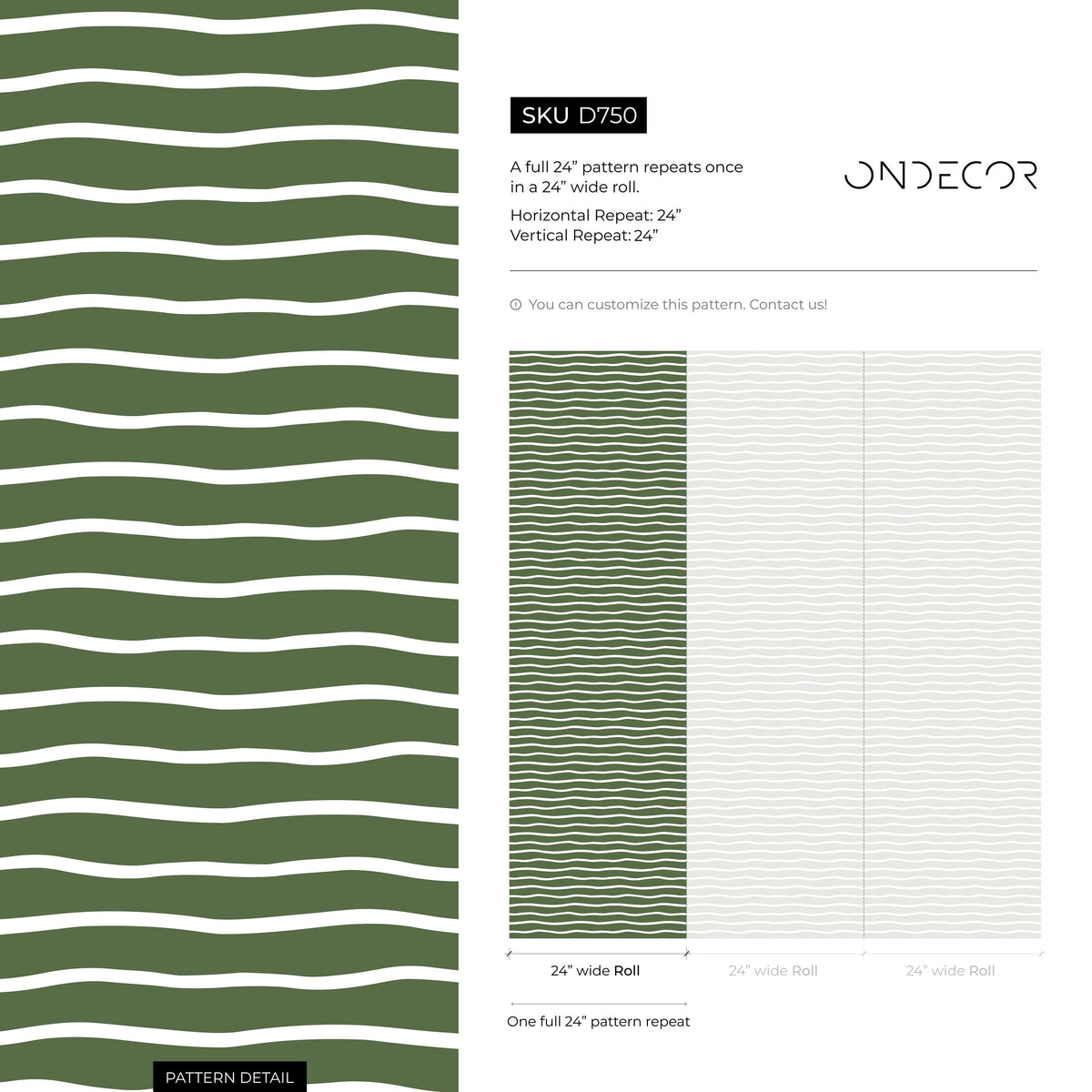 Dark Green Minimalist Lines Wallpaper Boho Wallpaper Peel and Stick and Traditional Wallpaper - D750