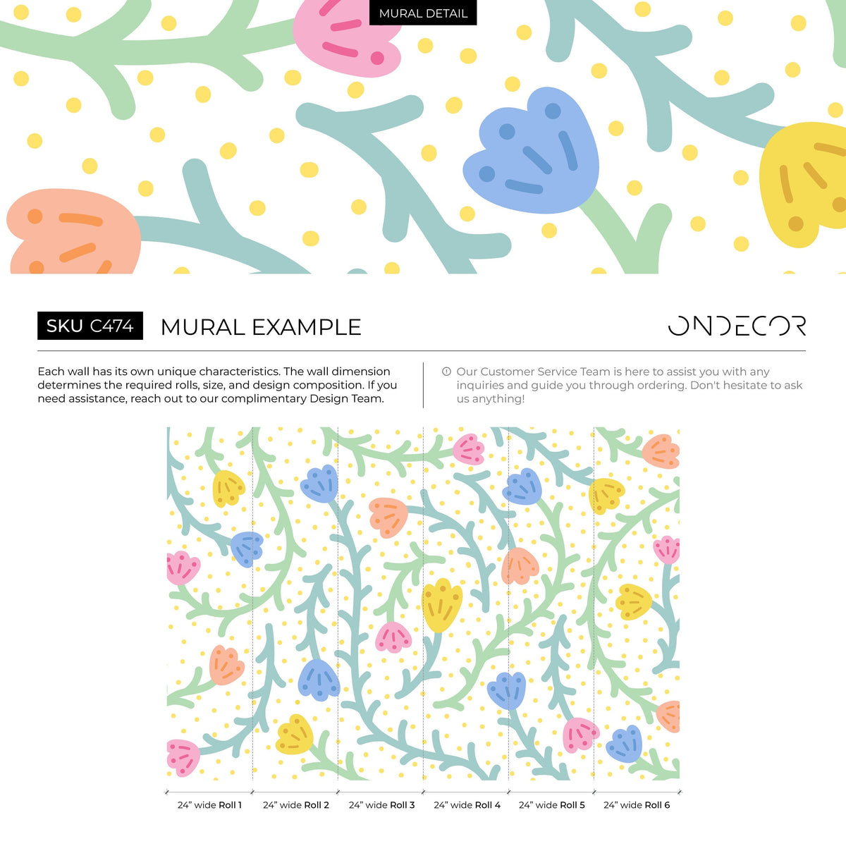 Wallpaper Peel and Stick Wallpaper Removable Wallpaper Home Decor Wall Art Wall Decor Room Decor / Colorful Floral Kid Wallpaper - C474