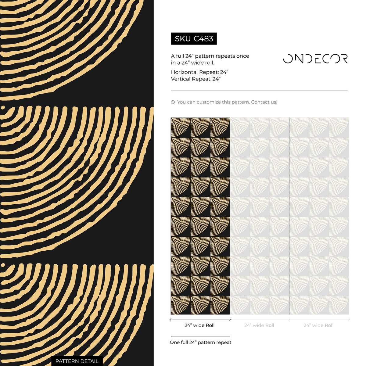 Wallpaper Peel and Stick Wallpaper Removable Wallpaper Home Decor Wall Art Wall Decor Room Decor / Black and Gold Modern Wallpaper - C483