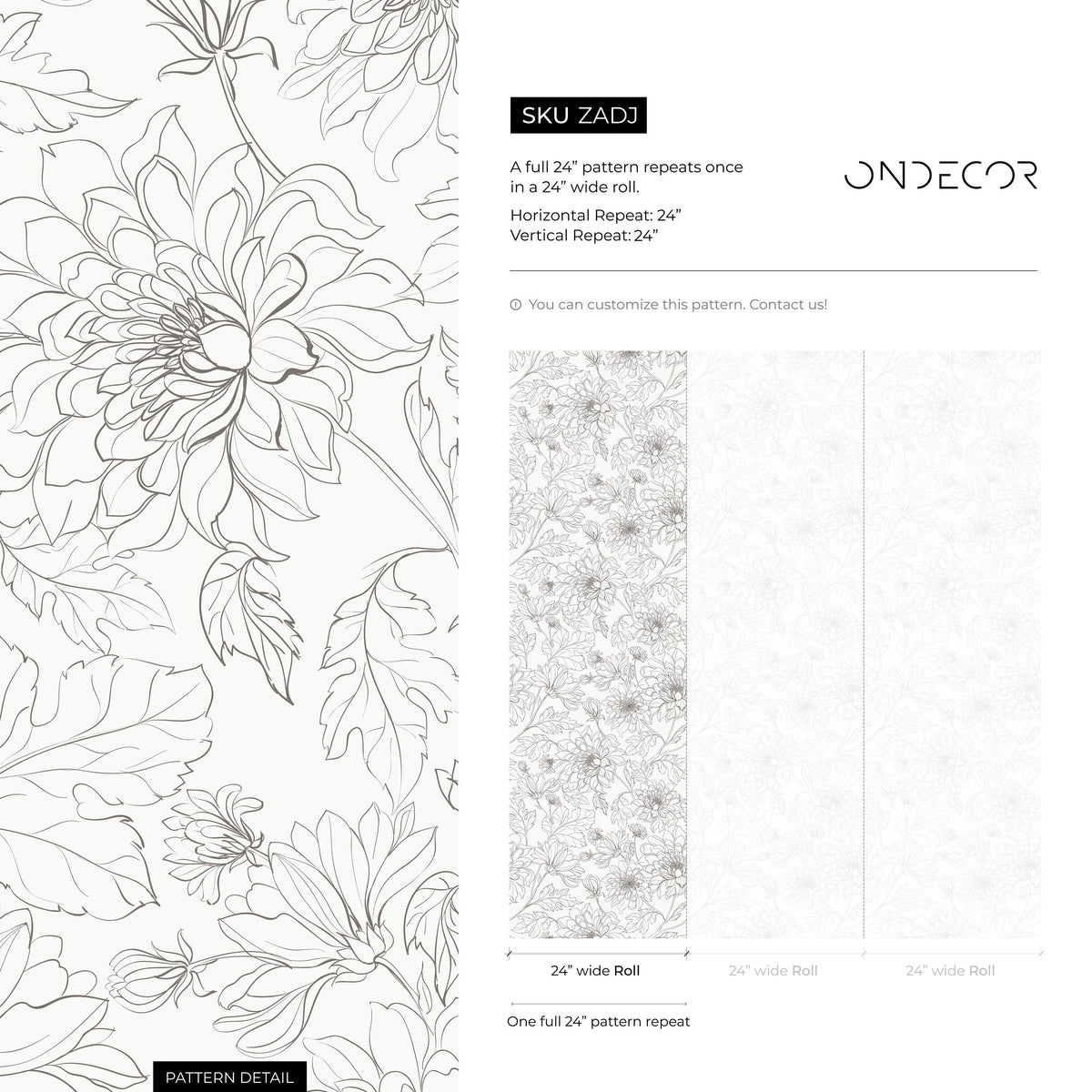 Boho Minimalist Peony Wallpaper Peel and Stick Removable Repositionable Geometric Minimalistic Abstract - ZADJ