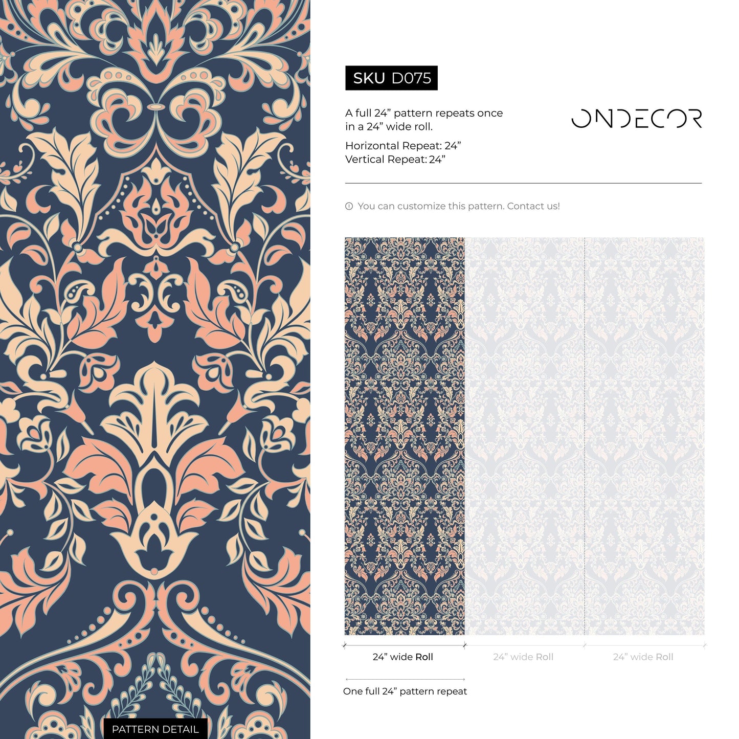 Floral Vintage Victorian Wallpaper / Peel and Stick Wallpaper Removable Wallpaper Home Decor Wall Art Wall Decor Room Decor - D075