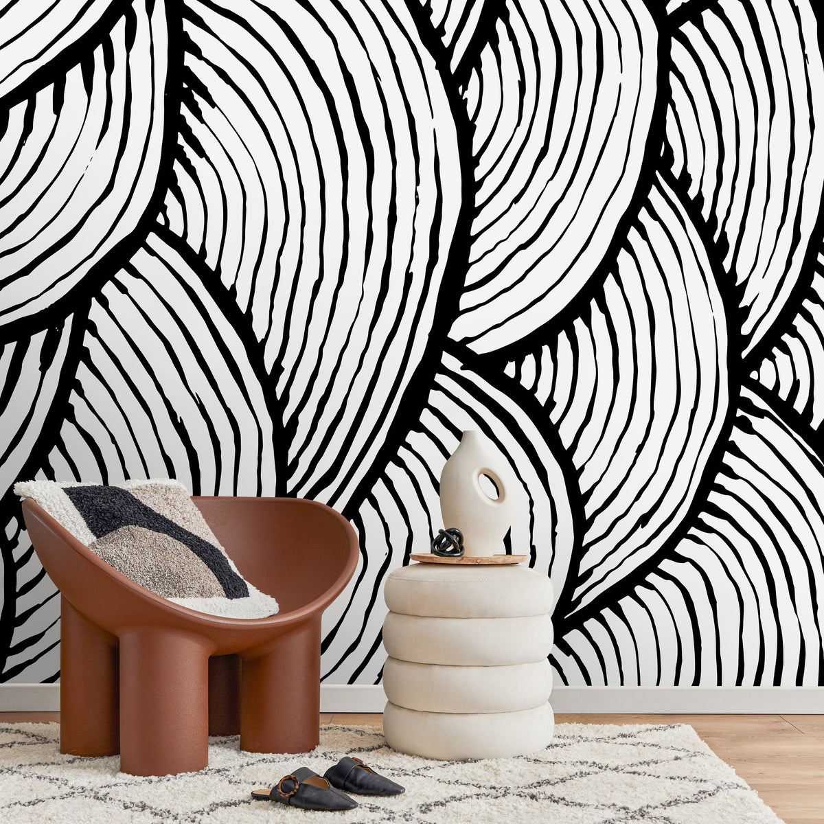 Removable Wallpaper Peel and Stick Wallpaper Wall Paper Wall Mural - Black and White Wallpaper - A435