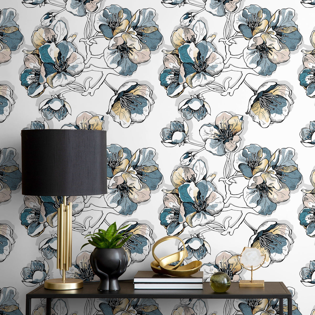 Removable Wallpaper Peel and Stick Wallpaper Wall Paper Wall Mural - Tropical Floral Wallpaper - A488