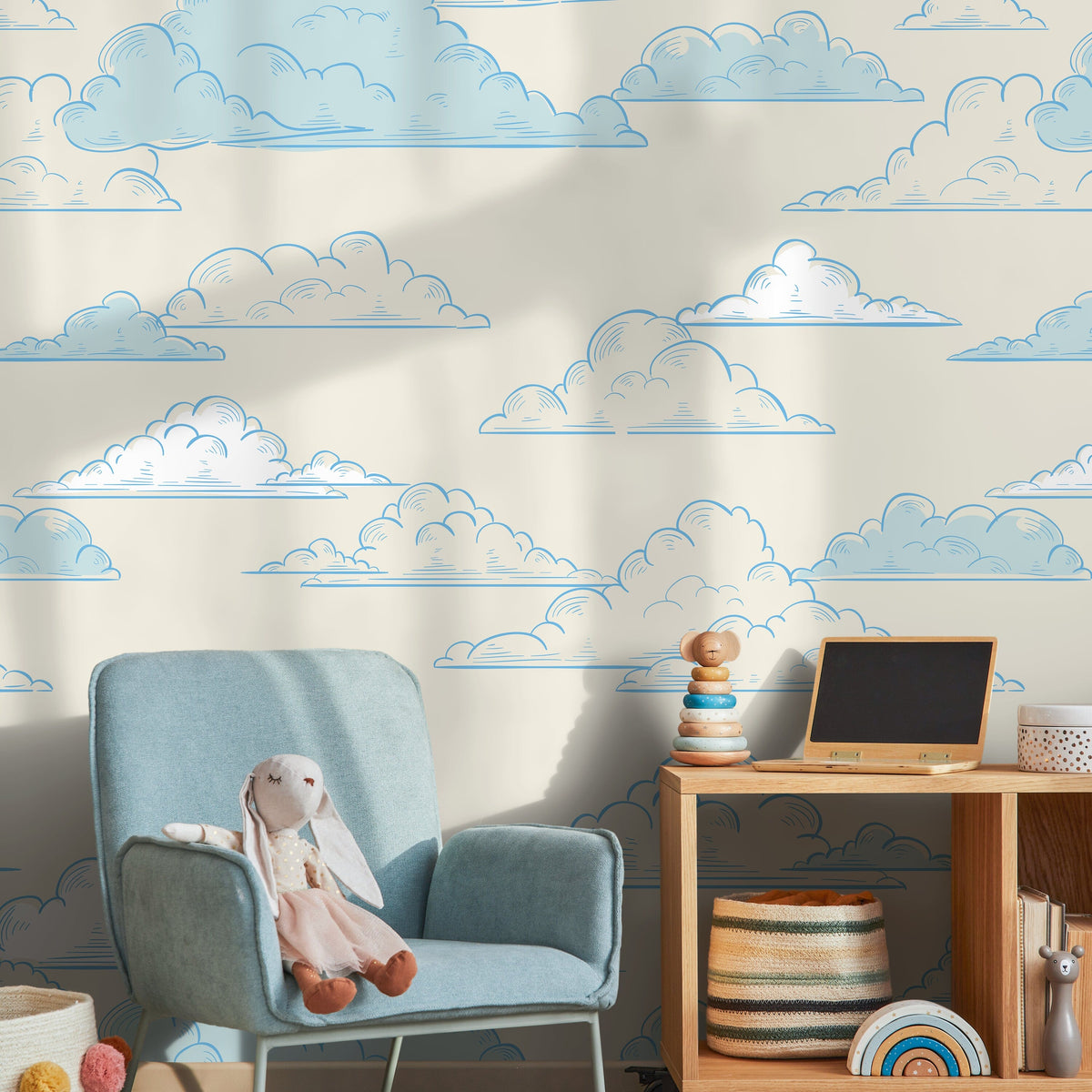 Removable Wallpaper Peel and Stick Wallpaper Wall Paper Wall Mural - Clouds Wallpaper - A579