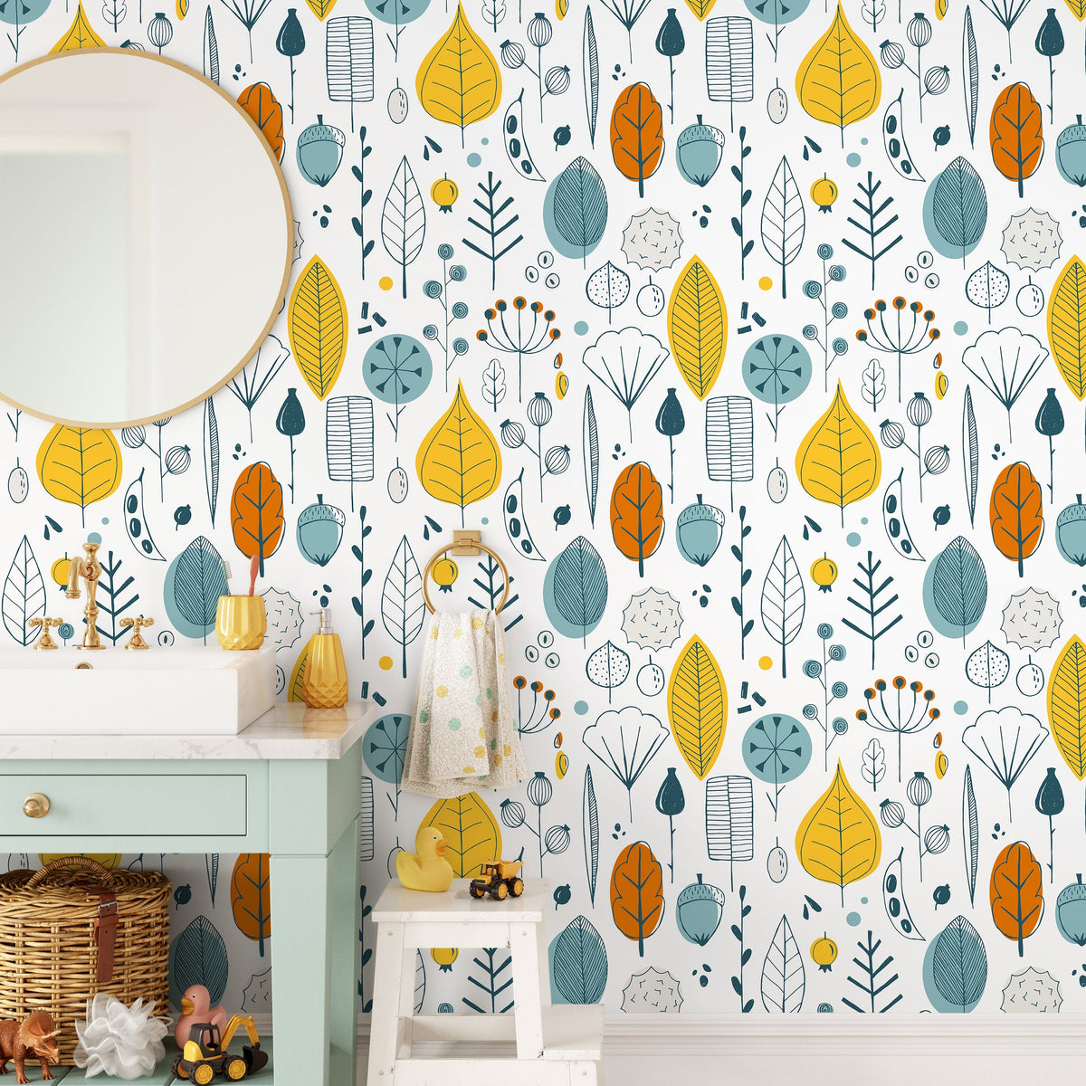 Removable Wallpaper Peel and Stick Wallpaper Wall Paper Wall Mural - Leaf Wallpaper Tropical Wallpaper - A398