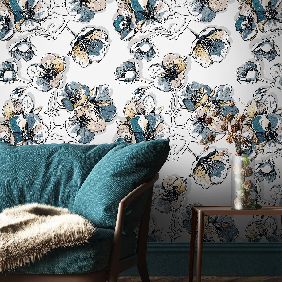 Removable Wallpaper Peel and Stick Wallpaper Wall Paper Wall Mural - Tropical Floral Wallpaper - A488