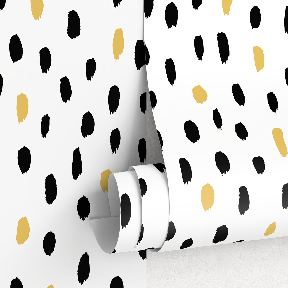 Wallpaper Peel and Stick Wallpaper Removable Wallpaper Home Decor Wall Decor Room Decor / Black and Yellow Minimalist Wallpaper - A059