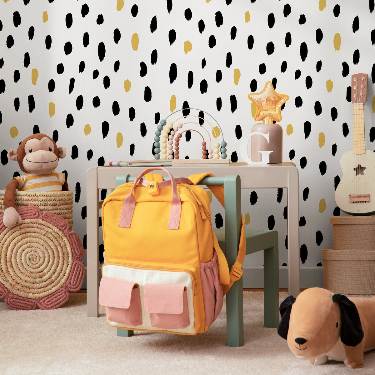 Wallpaper Peel and Stick Wallpaper Removable Wallpaper Home Decor Wall Decor Room Decor / Black and Yellow Minimalist Wallpaper - A059