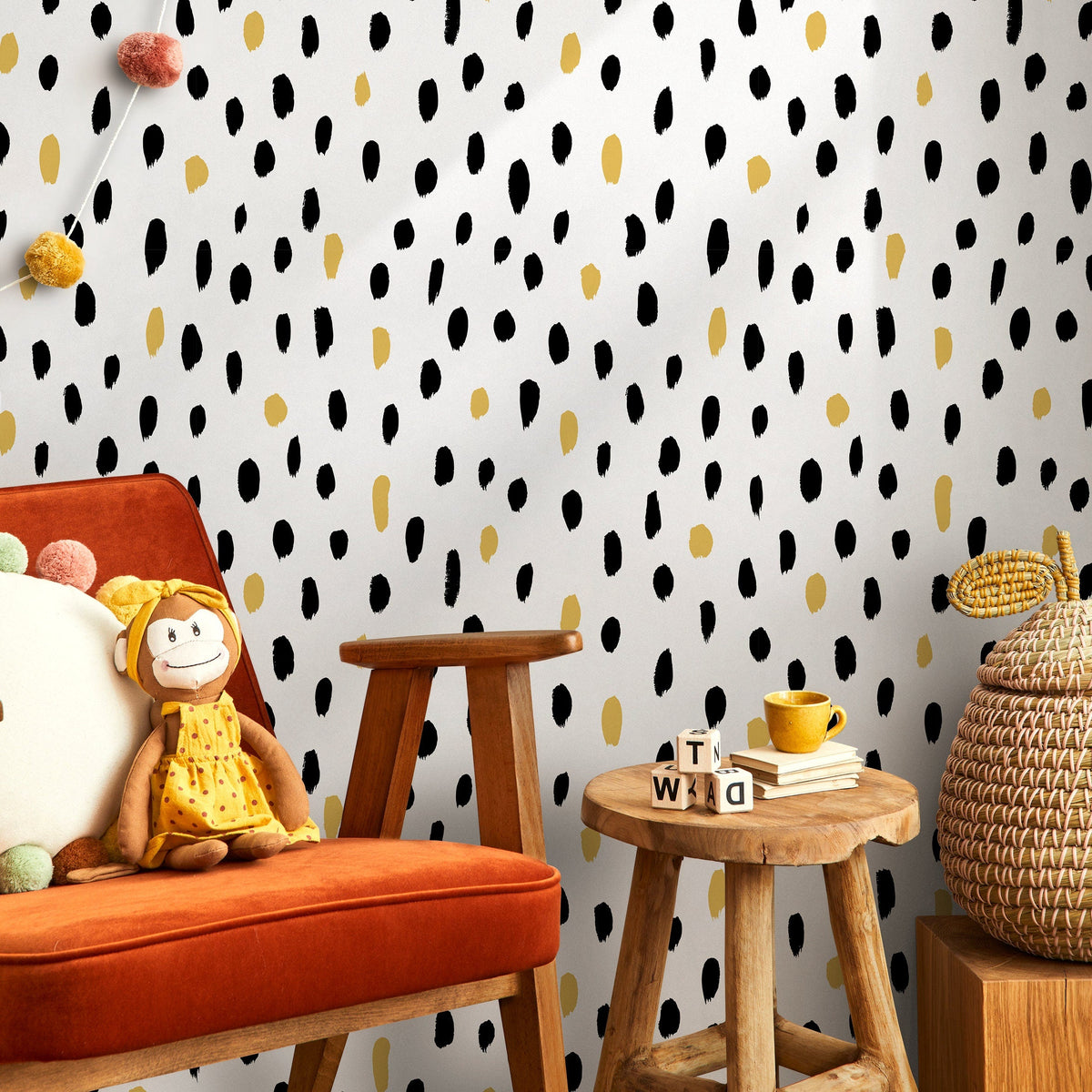 Wallpaper Peel and Stick Wallpaper Removable Wallpaper Home Decor Wall Decor Room Decor / Black and Yellow Minimalist Wallpaper - A059