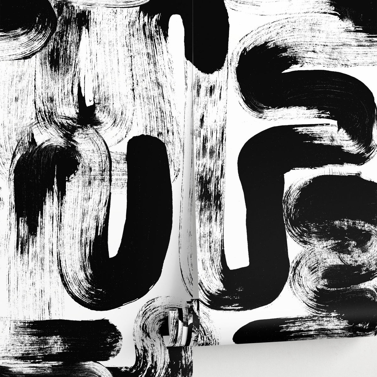 Wallpaper Peel and Stick Wallpaper Removable Wallpaper Home Decor Wall Art Wall Decor Room Decor / Black and White Brush Wallpaper - X175