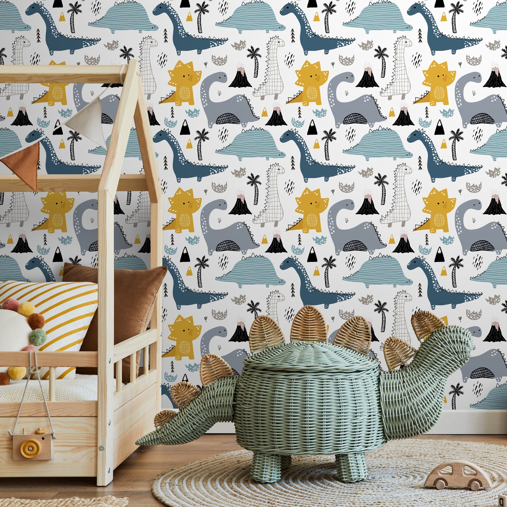 Removable Wallpaper Peel and Stick Wallpaper Wall Paper - Cute Dinosaur Wallpaper - B247