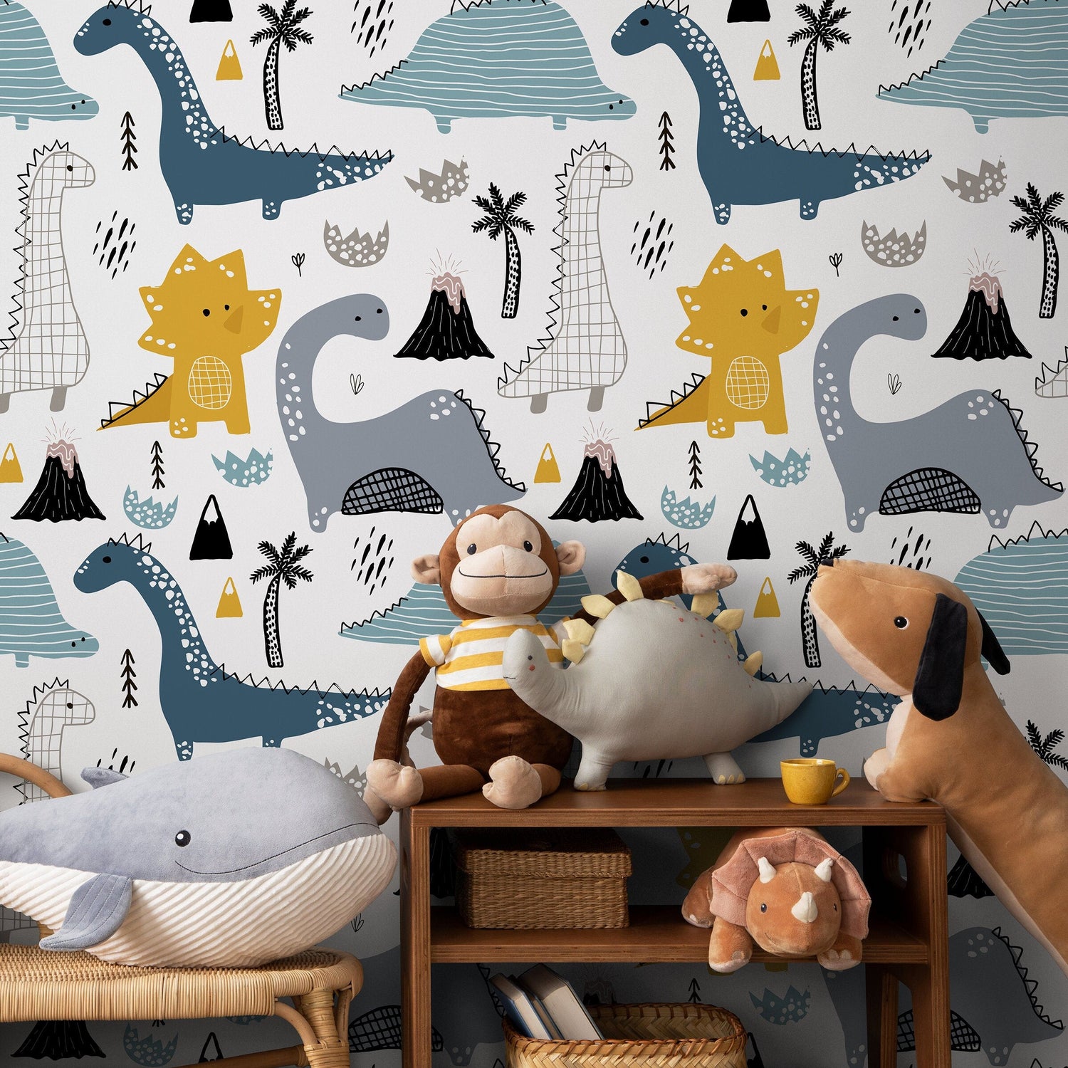 Removable Wallpaper Peel and Stick Wallpaper Wall Paper - Cute Dinosaur Wallpaper - B247