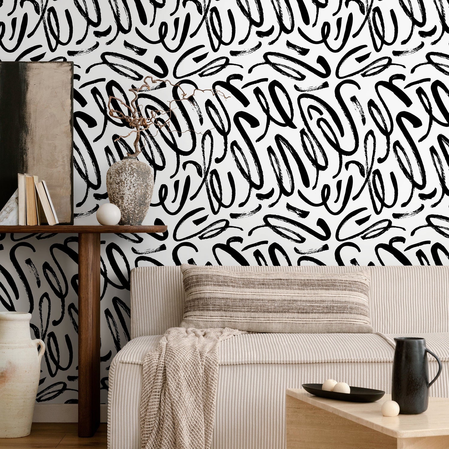 Removable Wallpaper Peel and Stick Wallpaper Wall Paper Wall Mural - Black and White Wallpaper - A589