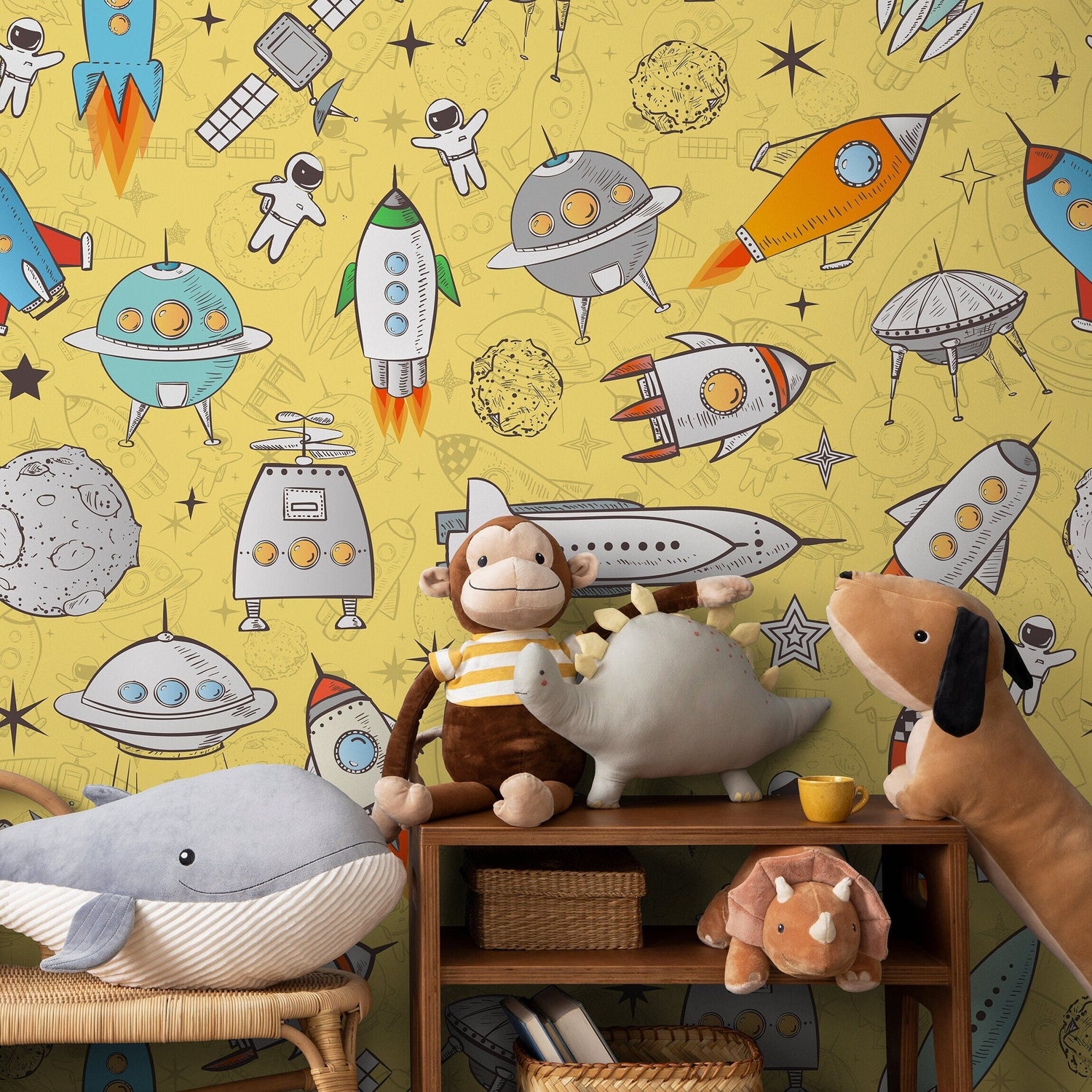 Wallpaper Peel and Stick Wallpaper Removable Wallpaper Home Decor Wall Art Wall Decor Room Decor / Cool Spaceships Kids Wallpaper - B539