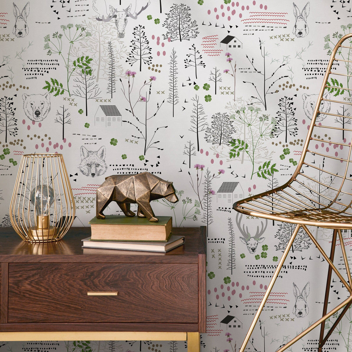 Removable Wallpaper Peel and Stick Wallpaper Wall Paper - Outline Woods Wallpaper - B290
