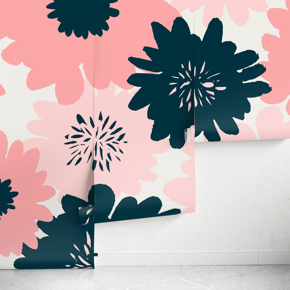 Flat Flowers Wallpaper - Removable Wallpaper Peel and Stick Wallpaper Wall Paper - B374
