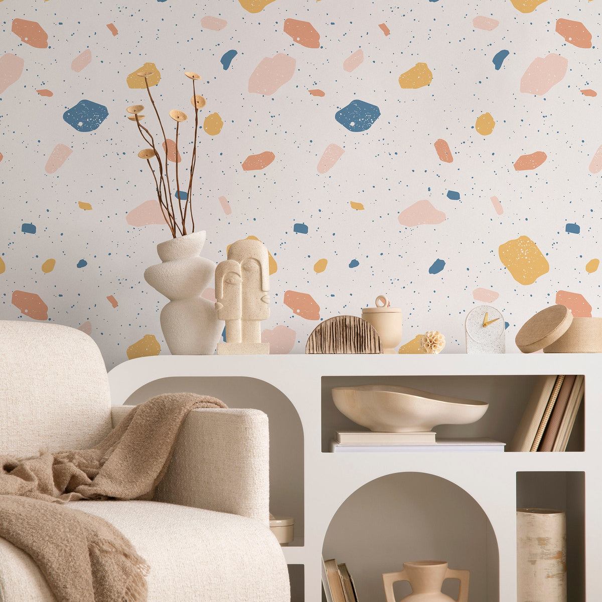 Wallpaper Peel and Stick Wallpaper Removable Wallpaper Home Decor Wall Art Wall Decor Room Decor / Pastel Color Terrazzo Wallpaper - B111