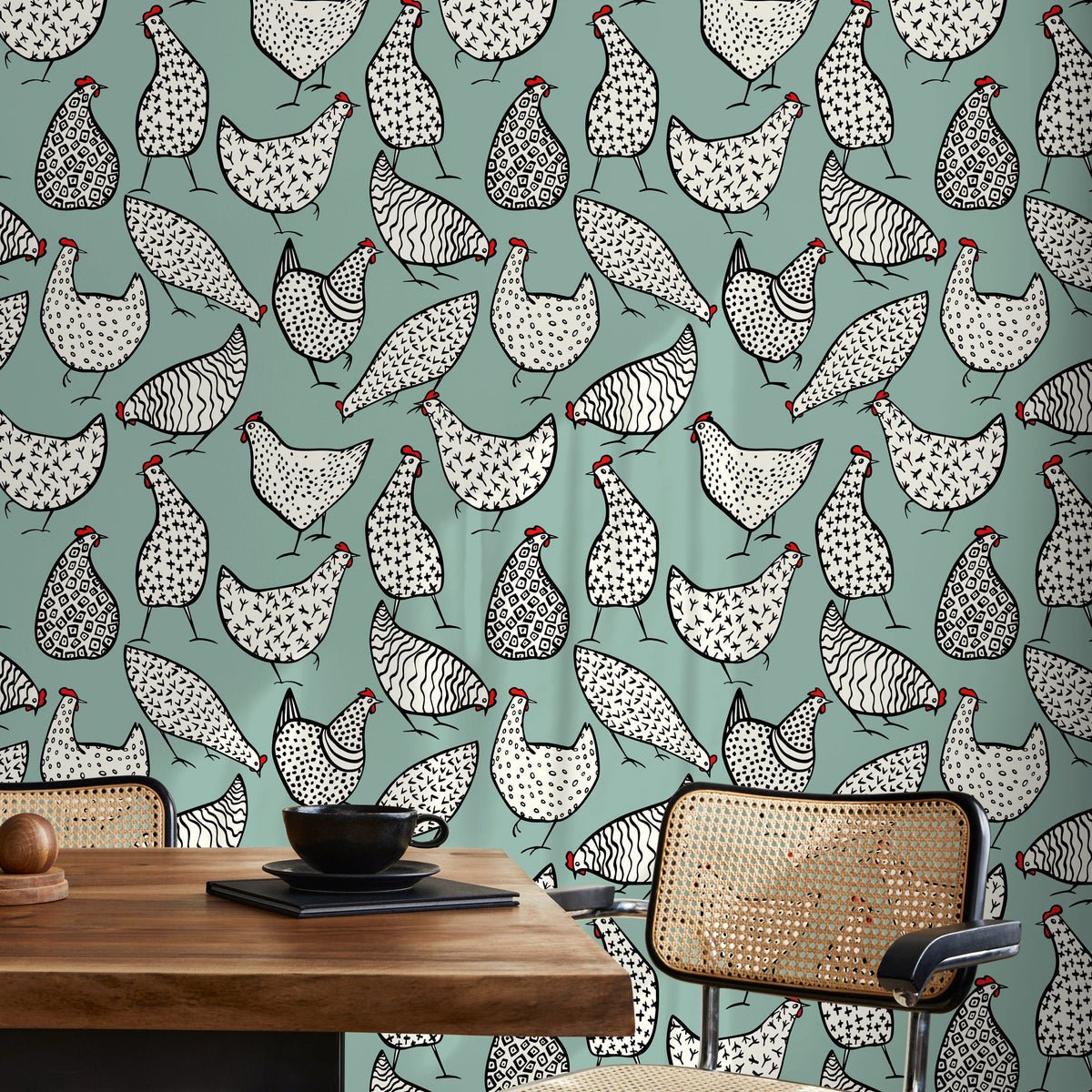 Wall Decor Wallpaper Peel and Stick Wallpaper Removable Wallpaper Home Decor Wall Art Room Decor / Hen Animal Trendy Wallpaper - B330