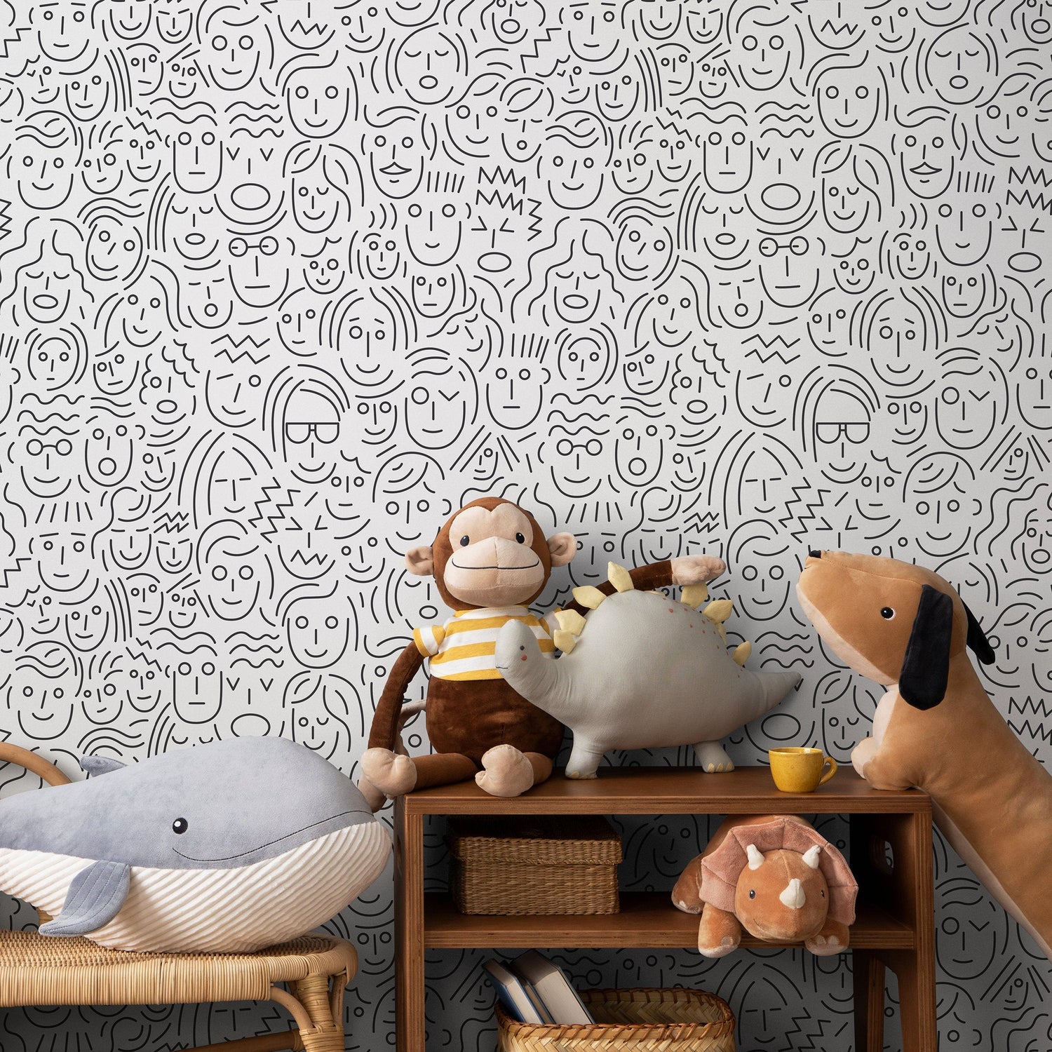 Faces Wallpaper - Removable Wallpaper Peel and Stick Wallpaper Wall Paper Wall Mural - B280