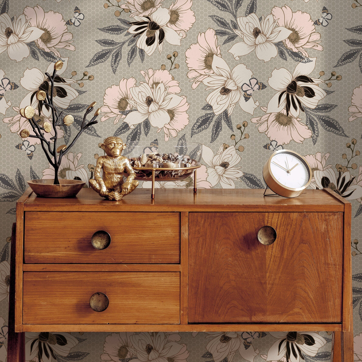 Wallpaper Peel and Stick Wallpaper Removable Wallpaper Home Decor Wall Art Wall Decor Room Decor / Vintage Floral Wallpaper - B300