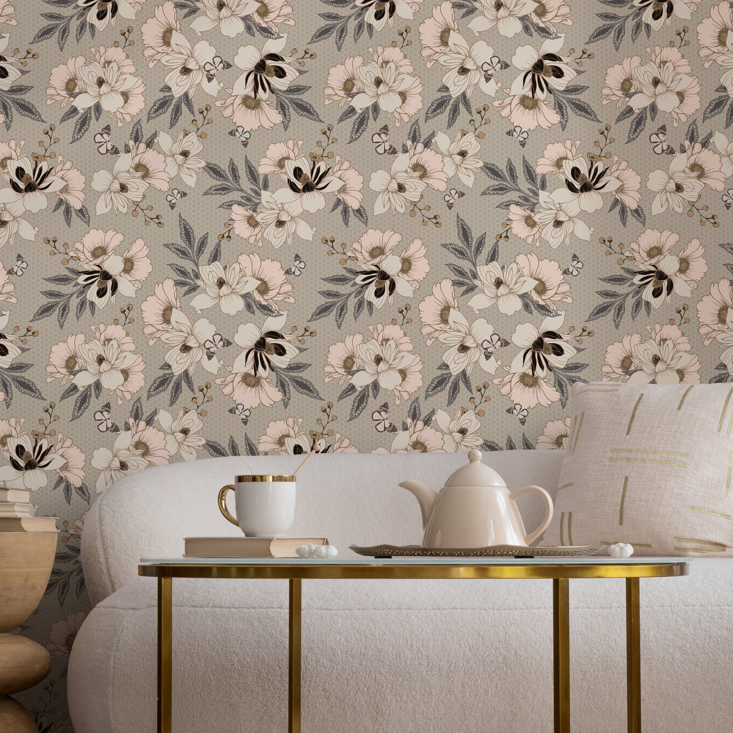 Wallpaper Peel and Stick Wallpaper Removable Wallpaper Home Decor Wall Art Wall Decor Room Decor / Vintage Floral Wallpaper - B300