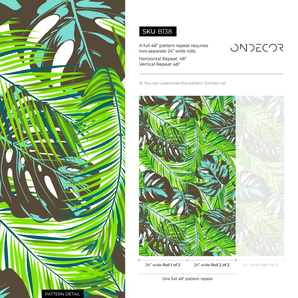 Wallpaper Peel and Stick Wallpaper Removable Wallpaper Home Decor Wall Art Wall Decor Room Decor / Tropical Monstera Leaf Wallpaper - B138