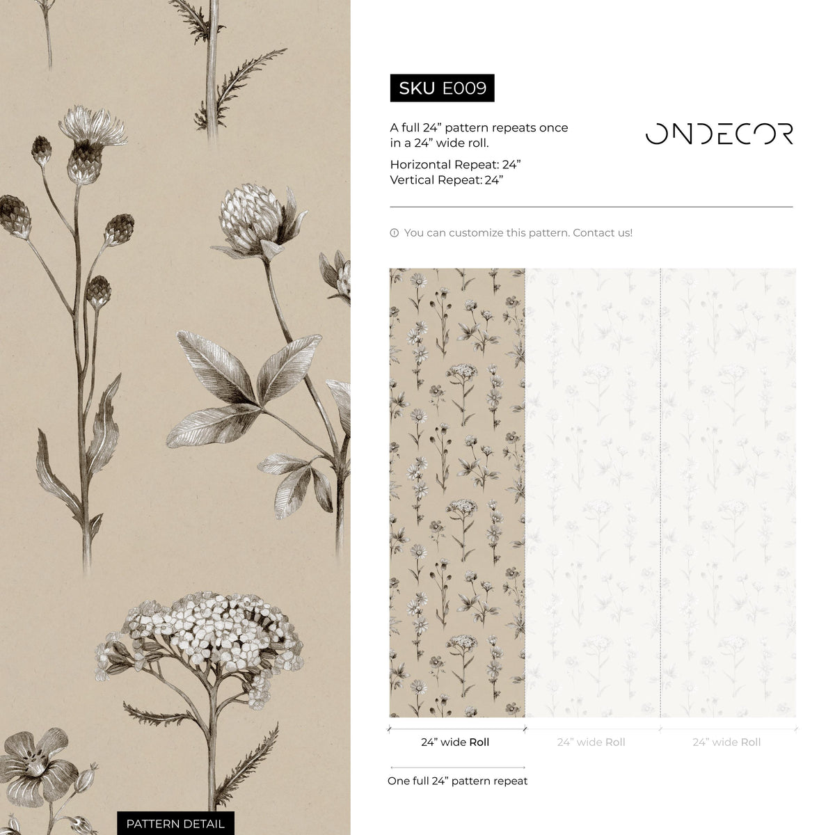 French Country Wallpaper Vintage Botanical Foliage Wallpaper For Bedroom Wildflower Peel and Stick Wallpaper Victorian Wallpaper - E009