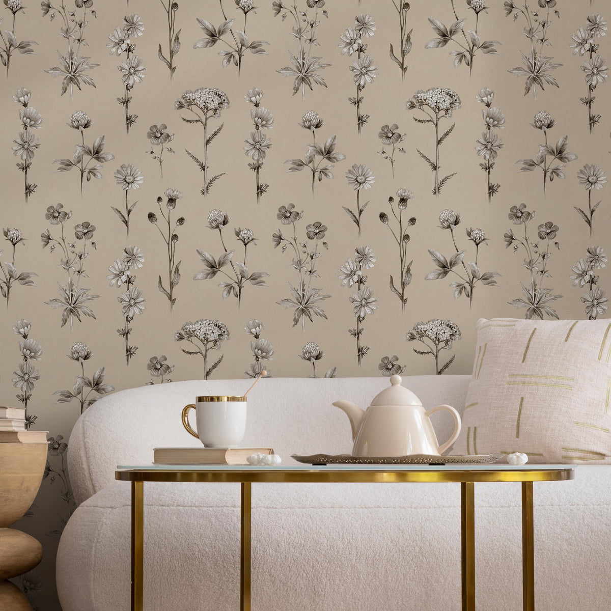 French Country Wallpaper Vintage Botanical Foliage Wallpaper For Bedroom Wildflower Peel and Stick Wallpaper Victorian Wallpaper - E009