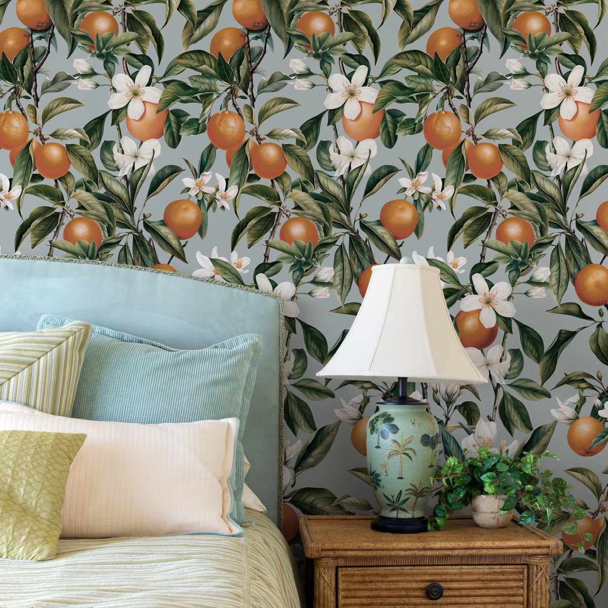 Orange tree wallpaper, Oranges, Fruit wallpaper, Orange blossom wall mural - E098 A