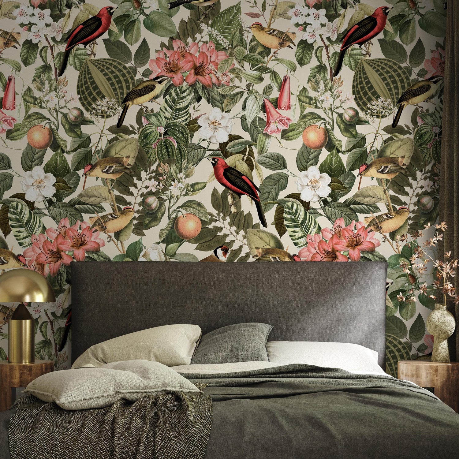 Botanical Removable Wallpaper, Nature Colors Wall Mural - E100 B