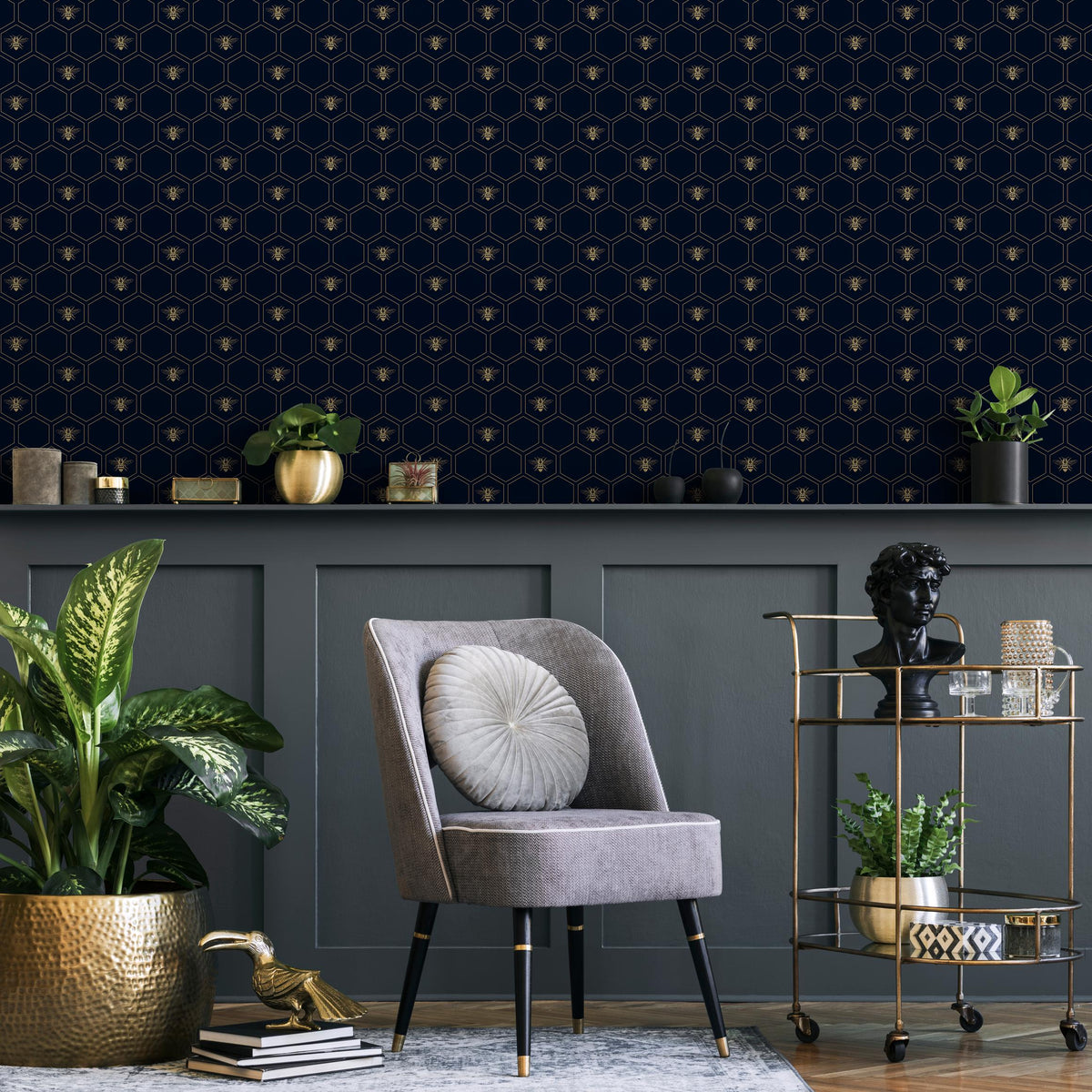 Dining Room Wallpaper Honeycomb Wallpaper For Dining Room Faux Gold Wallpaper Peel And Stick Gold Wallpaper Bee Wallpaper Deco Wall - E076