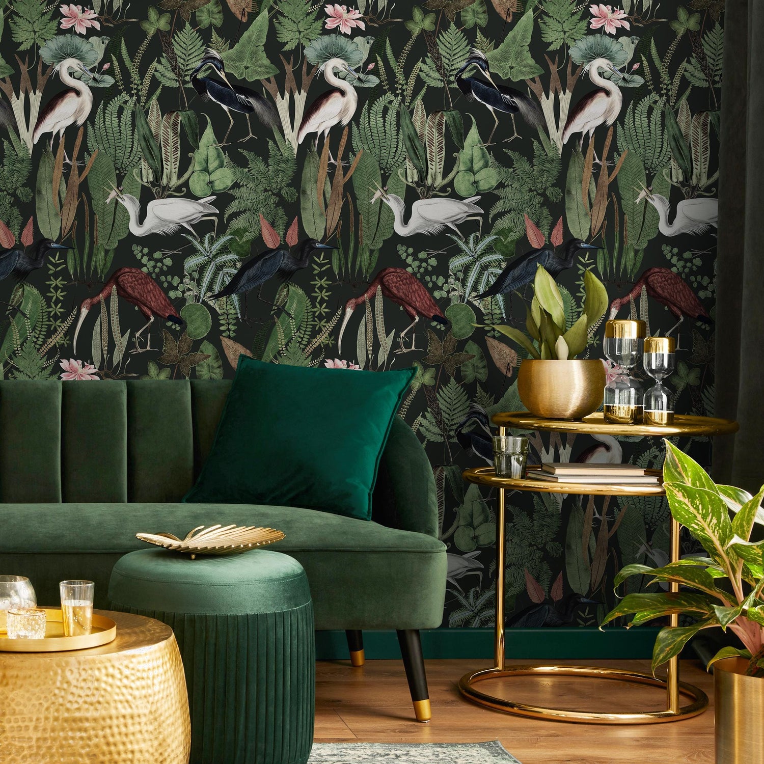 Heron Wallpaper, Peel and Stick Heron Wallpaper, Peel and Stick Wallpaper, Removable Botanical Wallpaper, Wallpaper - E114 A