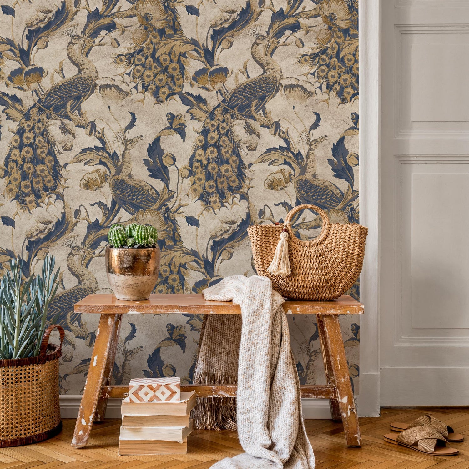 Floral Wallpaper Peacock Wallpaper Peel and Stick and Traditional Wallpaper - E128 A