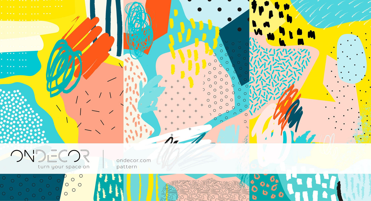 Hand Drawn Wallpaper Mural Vibrant Self-Adhesive Temporary Removable Wallpaper Kids Wallpaper Abstract Wallpaper - A519