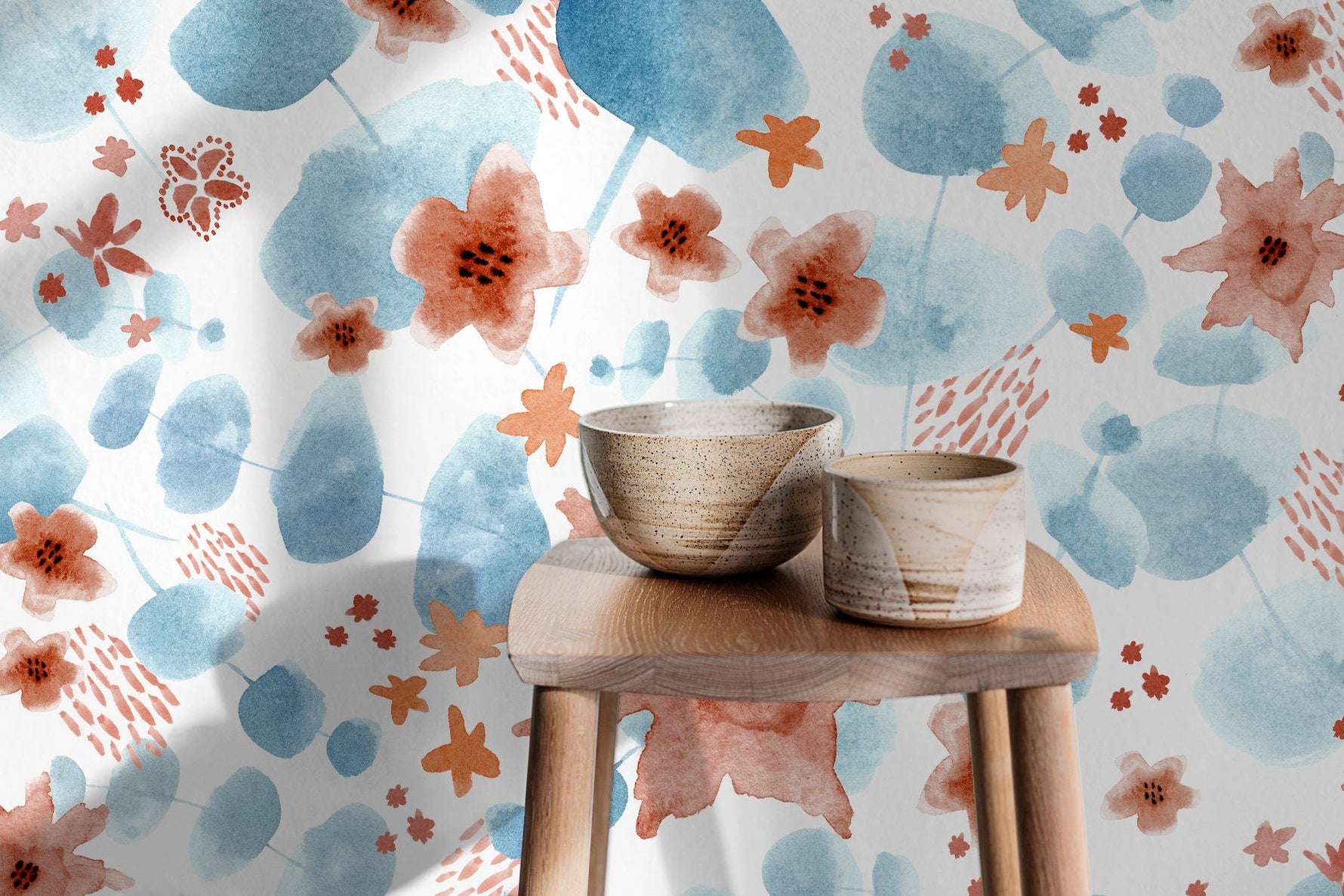 Colorful Floral Wallpaper, Peel and Stick Wallpaper, Removable Wall Decor, Fabric Wallpaper, Removable, Wall Paper Removable - X003