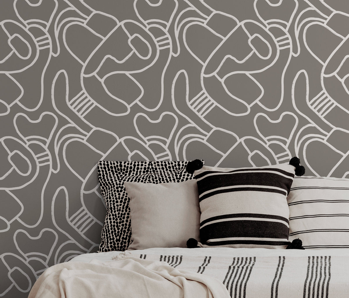 Removable Wallpaper Scandinavian Wallpaper Temporary Wallpaper Vintage Wallpaper Peel and Stick Wallpaper Wall / Abstract Gray - X109