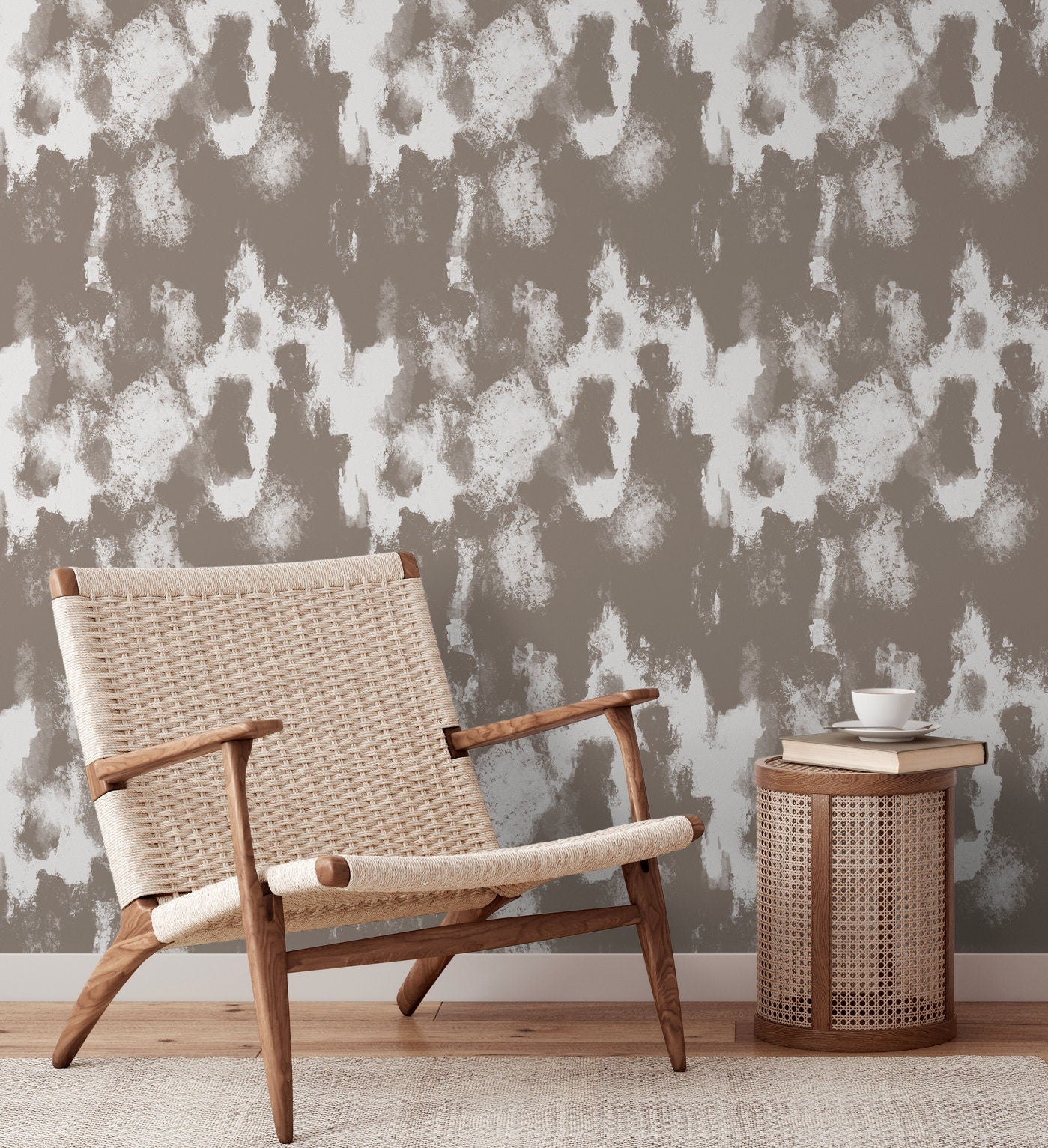 Removable Wallpaper Peel and Stick Wallpaper Wall Paper Wall Wallpaper Watercolor Print / Abstract Watercolor Taupe - X115
