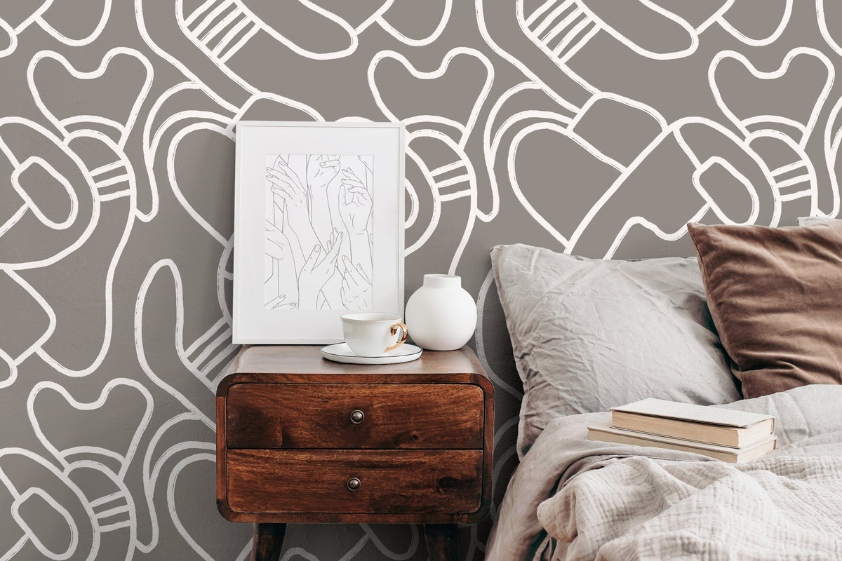 Removable Wallpaper Scandinavian Wallpaper Temporary Wallpaper Vintage Wallpaper Peel and Stick Wallpaper Wall / Abstract Gray - X109