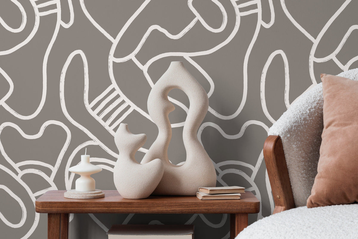 Removable Wallpaper Scandinavian Wallpaper Temporary Wallpaper Vintage Wallpaper Peel and Stick Wallpaper Wall / Abstract Gray - X109